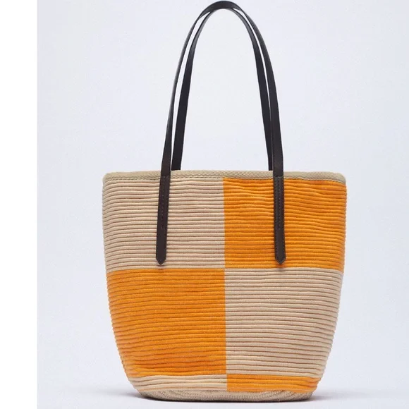 Zara 2 Piece Orange Fabric Shoulder Bag - Picture 1 of 7